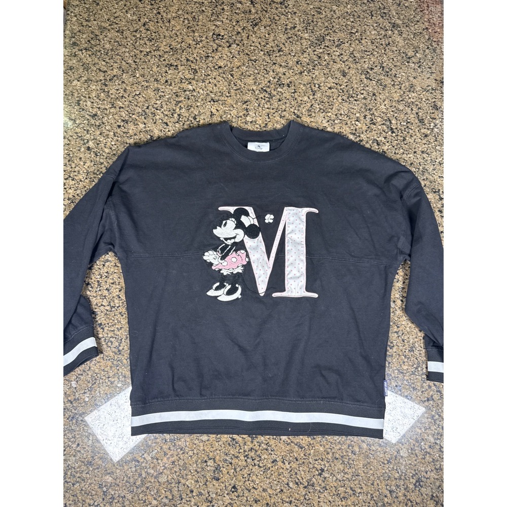 Disney Spirit Jersey Minnie Mouse Black Varsity Pullover Sweatshirt Large